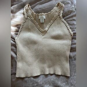 House of Harlow 1960 Beige Knit Cropped Tank Top